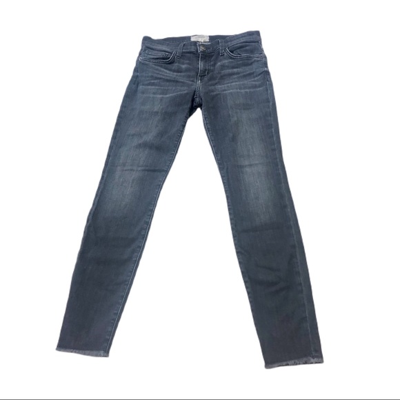 Current/Elliot Cropped Skinny Jeans Distressed Hems Faded Black 27 Waist - Picture 1 of 12